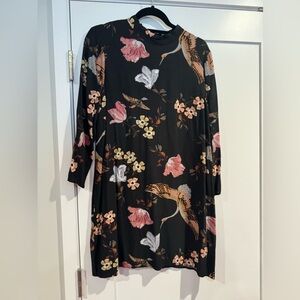NWOT Zara black floral print dress size XL